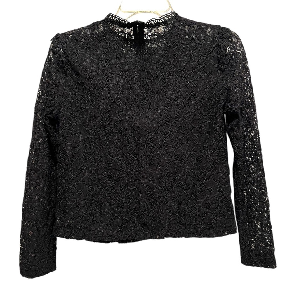 Zara Black Lace Long Sleeve Victorian Style Blouse Top Shirt Size XS - Picture 4 of 5